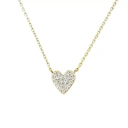Collar Plata 925 Corazon Microcircon Dorado TALLA UNICA