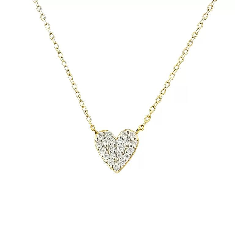 Collar Plata 925 Corazon Microcircon Dorado TALLA UNICA
