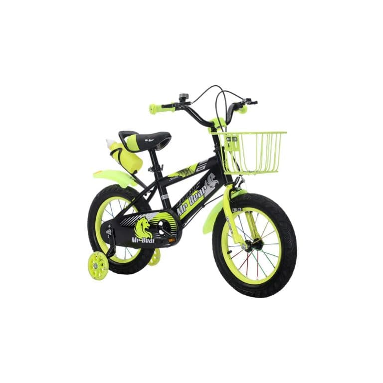 Bicicleta Aro 14 Con Cesta, Ruedas Luces Y Botellon De Agua Verde S