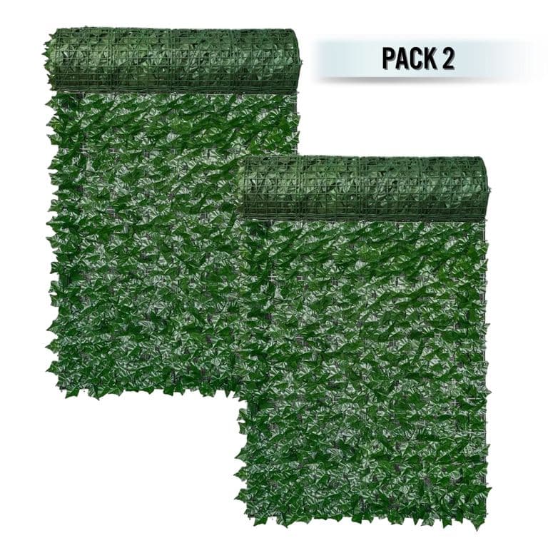 Pack 2 Mallas Cerca De Hojas Planta Enredadera Artificial Jardin 100x300 cm