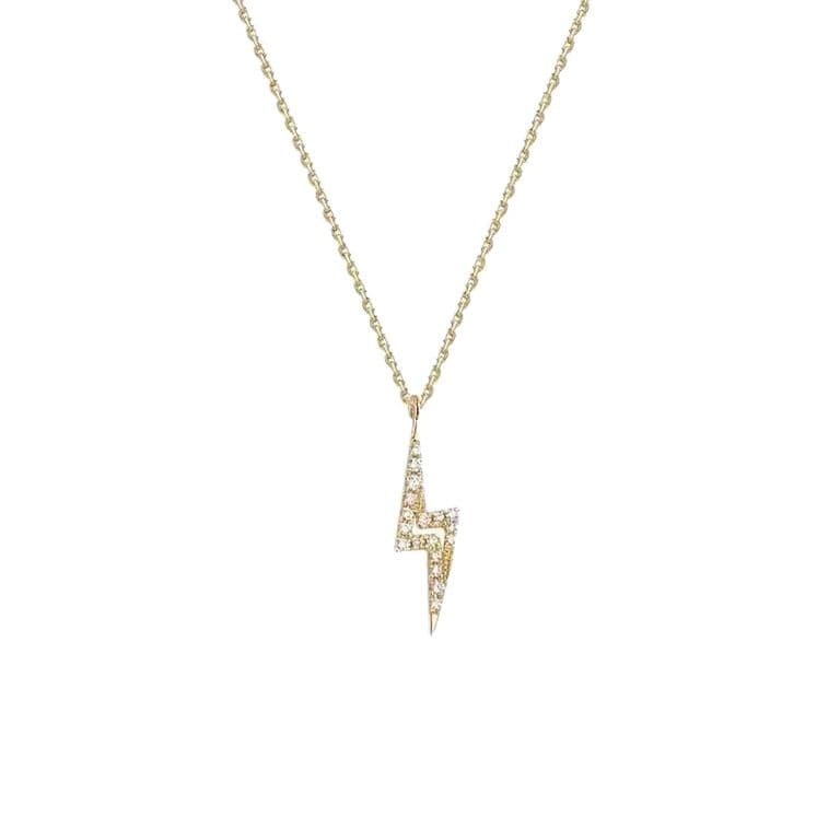 Collar Plata 925 Rayo Brillitos Dorado TALLA UNICA