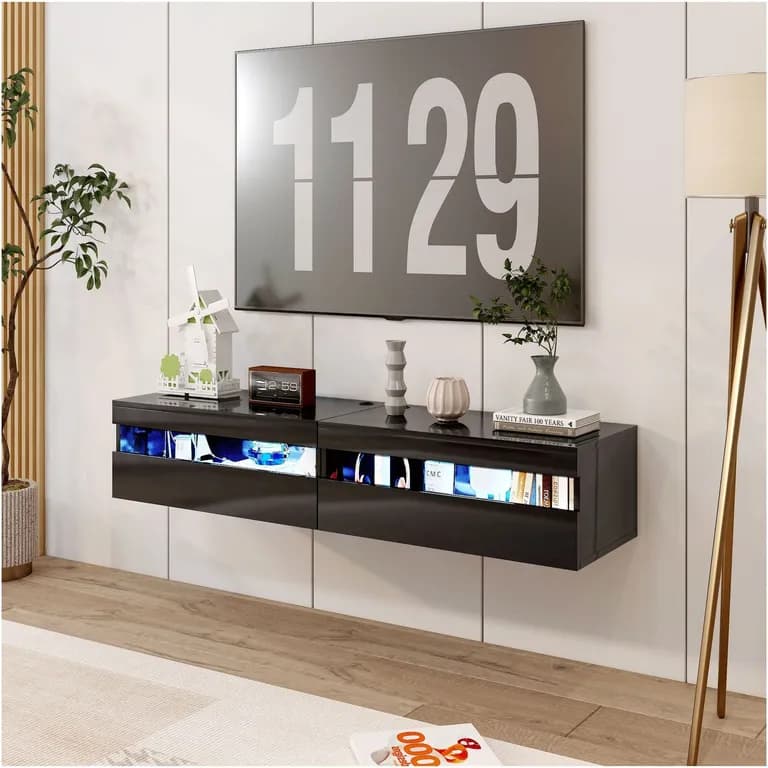 Rack Tv 160x40x30cm Con Luz variable Melamina Alto