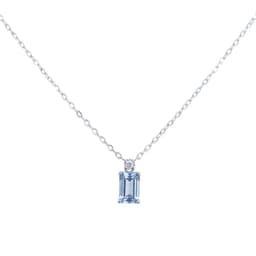 Collar Plata 925 Rect Aquamarina Plateado TALLA UNICA
