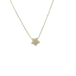 Collar Plata 925 Estrella Brillitos Dorado TALLA UNICA