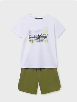 Conjunto bermuda y camiseta urbana chicos Blanco 8 ANOS