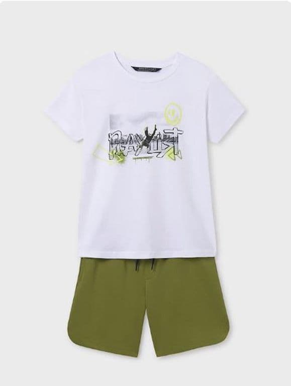 Conjunto bermuda y camiseta urbana chicos Blanco 8 ANOS