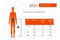 Pantalon Lino Hombre, Corte Recto, Pretina Elasticada 7141 Blanco M