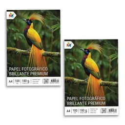 2x Papel Fotografico A4 180g Brillo Superior Inkjet - 200 Hojas Brillantes