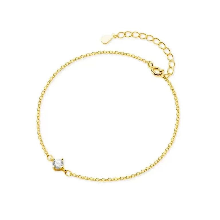 Pulsera Plata 925 Punto De Luz Dorado TALLA UNICA