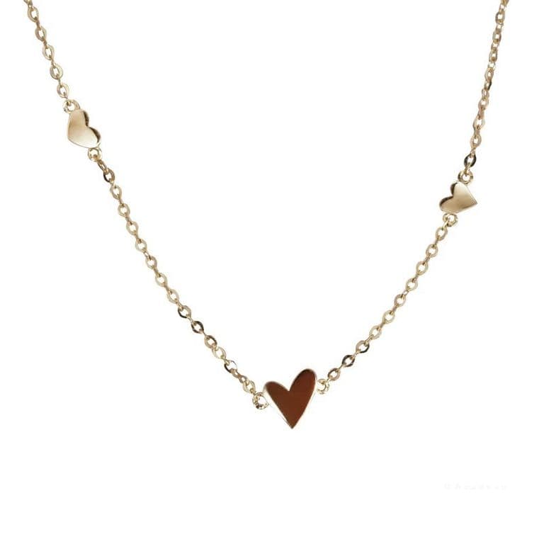 Pulsera Plata 925 Corazones Chec Dorado TALLA UNICA