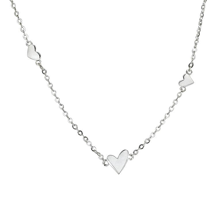 Pulsera Plata 925 Corazones Chec Plateado TALLA UNICA