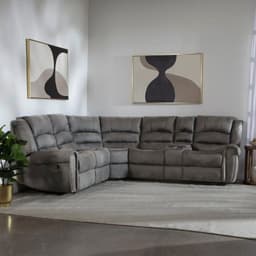 Sofa Seccional Living Reclinable Moderno Gris 5 Cuerpos + Consola Castle