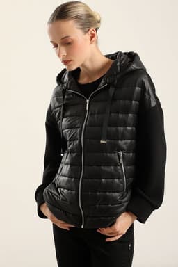 Parka Acolchada Combinada, Negro Negro S