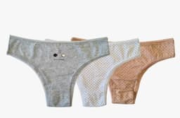 Pack 3 Calzon Algodon Tanga Bikini Puntitos Mujer Liso #5 Multicolor S