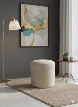 PUFF REDONDO BEIGE LINO Beige