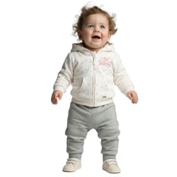 Conjunto Poleron y Pantalon Buzo Franela Bebe Nina Blanco 9 MESES