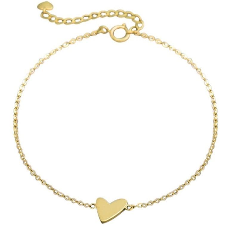 Pulsera Plata 925 Corazon Liso Dorado TALLA UNICA