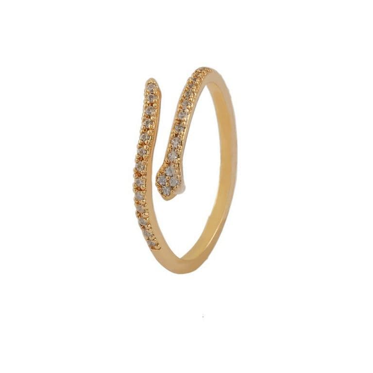 Anillo Plata 925 Serpiente Brillito Dorado TALLA UNICA