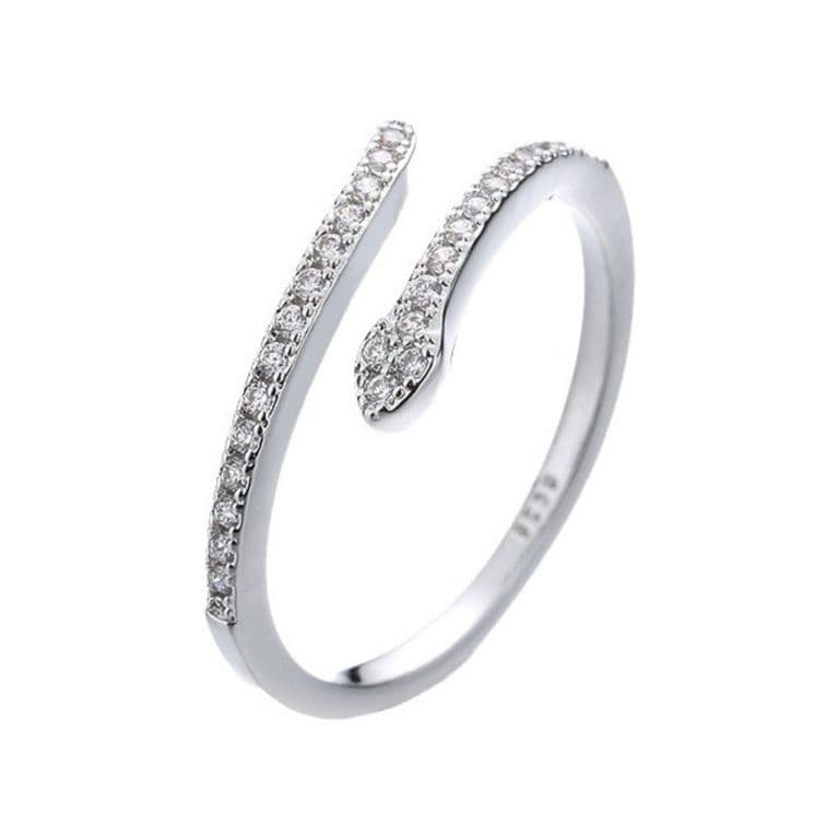 Anillo Plata 925 Serpiente Brillito Plateado TALLA UNICA
