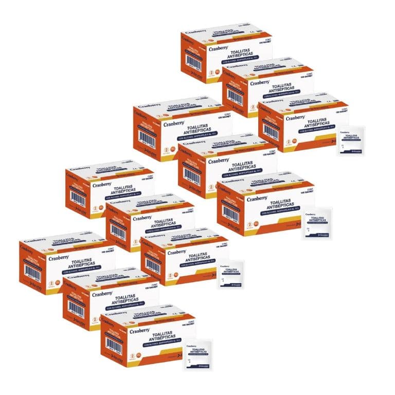 Pack 12 Cajas Toallitas Alcohol Isopropilico 70% 1200 Unids