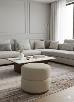 PUFF GIRATORIO BEIGE LINO Beige