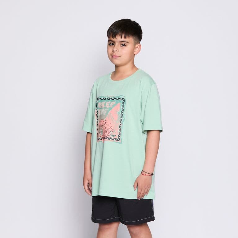 Polera Kids Light Green Print Front Verde 10 ANOS