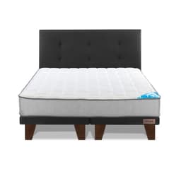 Cama Europea Flat Therapedic New 2 plazas B/D + Respaldo Royal Negro