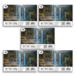 5 Unidades Papel Foto 10x15 240g - 500 Hojas Brillo Espejo