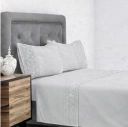 Sabanas 2 Plazas 144 Hilos Mariane Broderie Gris
