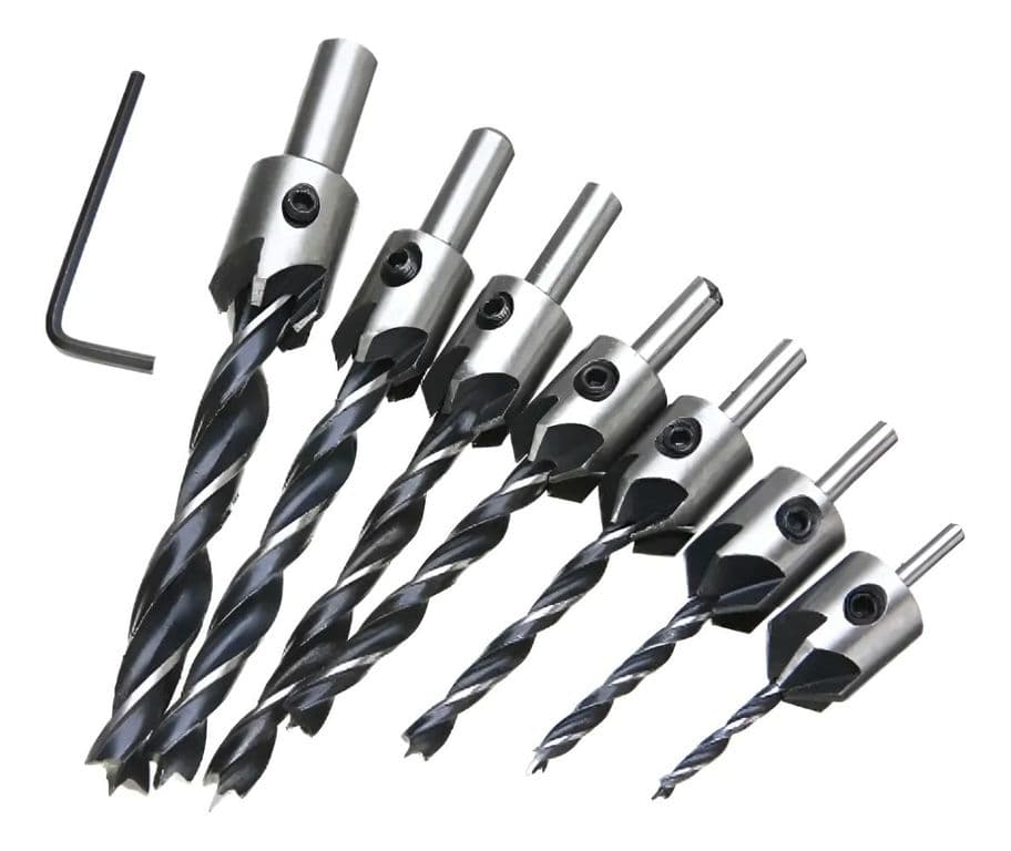 Set / Juego Brocas Piloto Avellanadora Biselado 7 Pcs