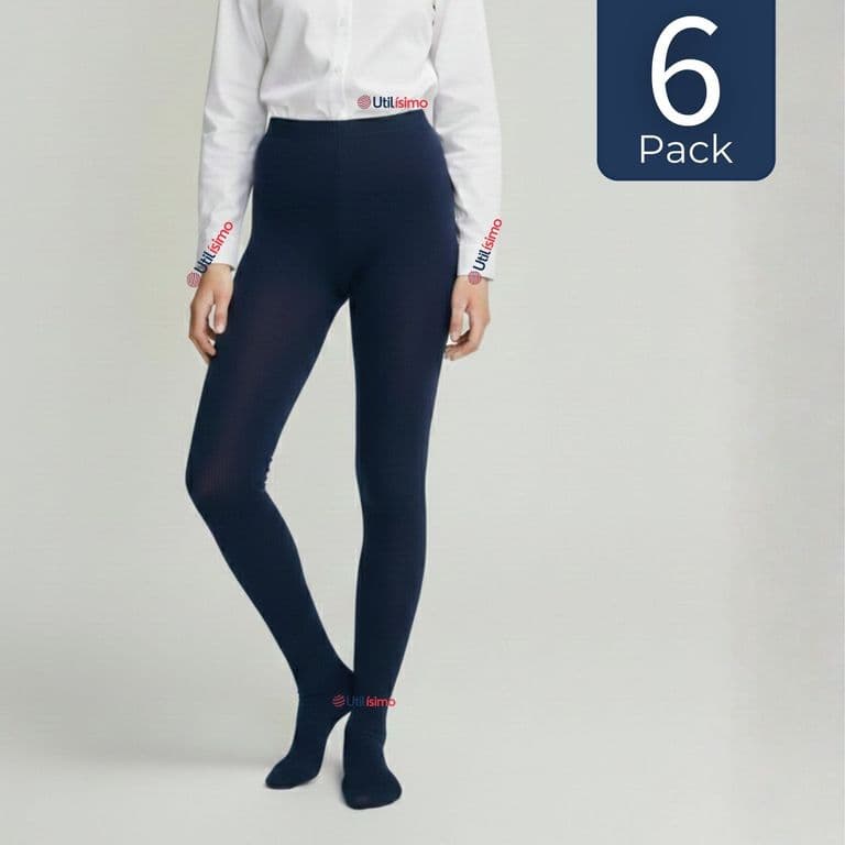 Pack 6 Ballerinas Escolares Nina Algodon Azul Azul 4-6