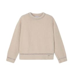 Chaleco cuello redondo, manga larga, suave tejido exterior de pelo. Beige 4 ANOS