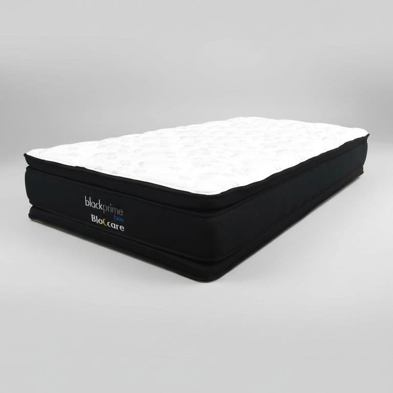 Cama 1.5 Plaza Box 8 cm - L190 cm + Colchon Black Prime - Modelo Dos / Con Rueda Logo (Gris)