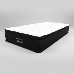 Cama 1.5 Plaza Box 8 cm - L200 cm + Colchon Black Prime - Modelo Dos / Con Rueda Logo (Gris)