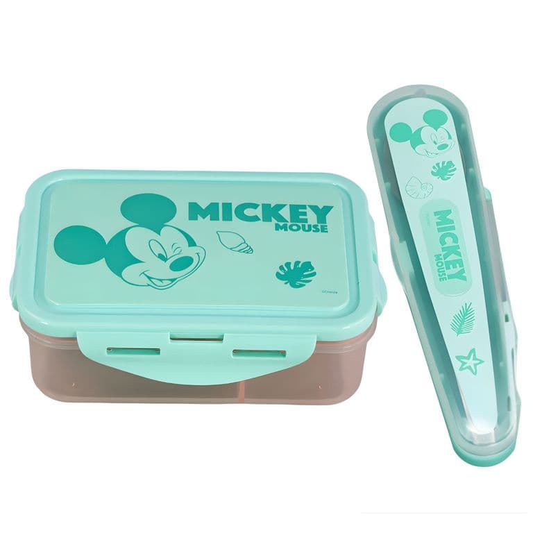 Hermetico Mickey 700ml Divisiones + Cubiertos Mickey - PS