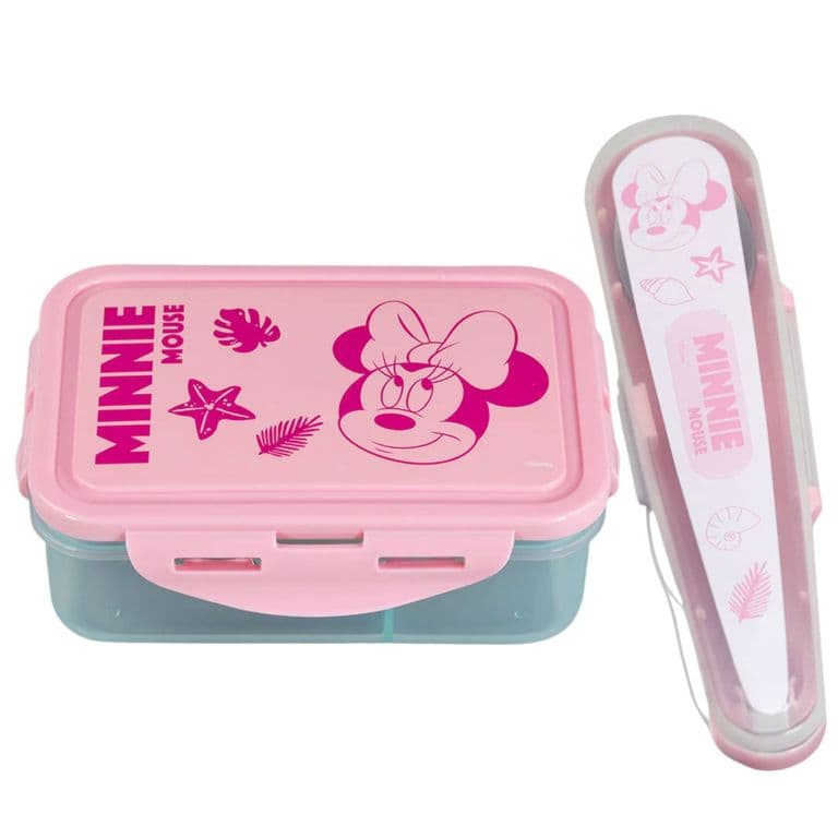 Hermetico Minnie 700ml Divisiones + Cubiertos Minnie - PS