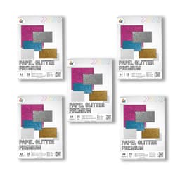 5 Unidades Papel Glitter Celeste - 100 Hojas Candy Bar