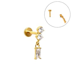 Piercing Ivis labret colgante zirconia 16G Titanio F136 dorado Dorado TALLA UNICA