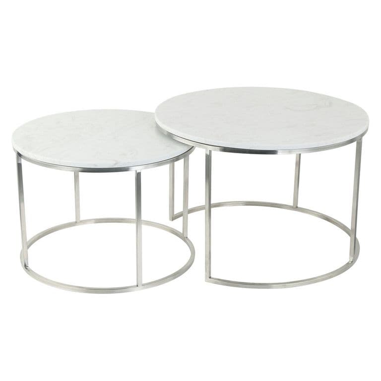 Set Mesa Acero Inox Marmol