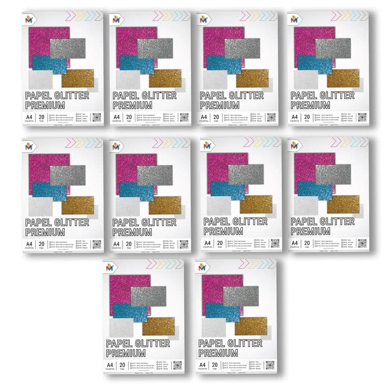 Pack 10 Papel Brillo Plata A4 - 200 Hojas Luxury Craft