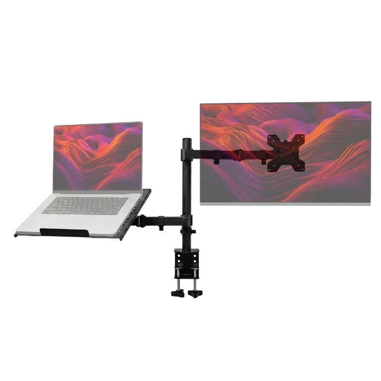 Soporte Brazo Doble Monitor Notebook Escritorio Negro