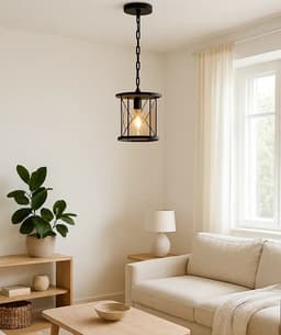 Lampara Colgante De Hierro Farol Vintage E27 Negro