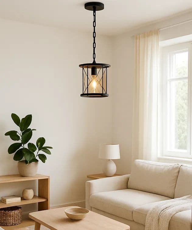 Lampara Colgante De Hierro Farol Vintage E27 Negro