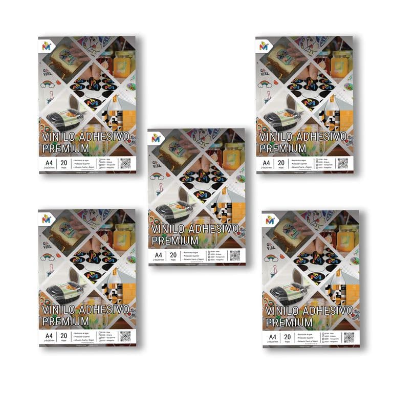 5x Papel Sticker Mate Transparente A4 - 100 Hojas Secado Rapido