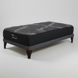 Cama 1.5 Plaza Box 8 cm - L190 cm + Colchon Black Prime - Modelo Uno / Con Pata 19.5 cm (Gris)