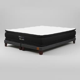 Cama King Box 8 cm - L200 cm + Colchon Black Prime - Modelo Dos / Con Pata De 11 Cm (Gris)