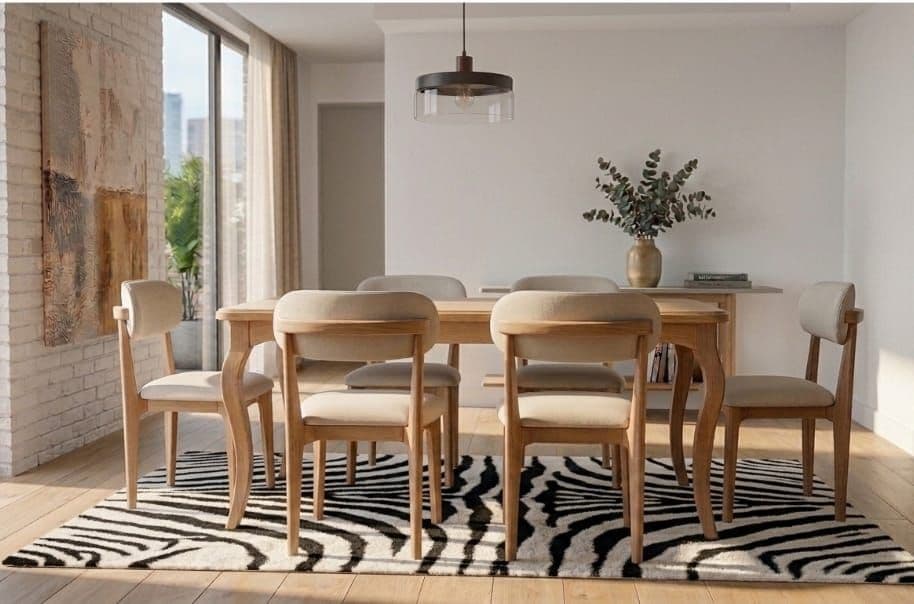 Comedor 6 Sillas Monaco 90x160 tapiz Crudo