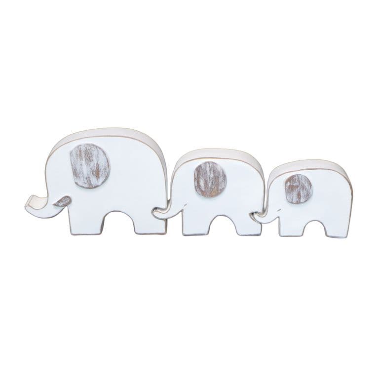 ADORNO FAMILIA 3 ELEFANTES POLIRESINA BLANCO 19 x 17 x 13,5 CM