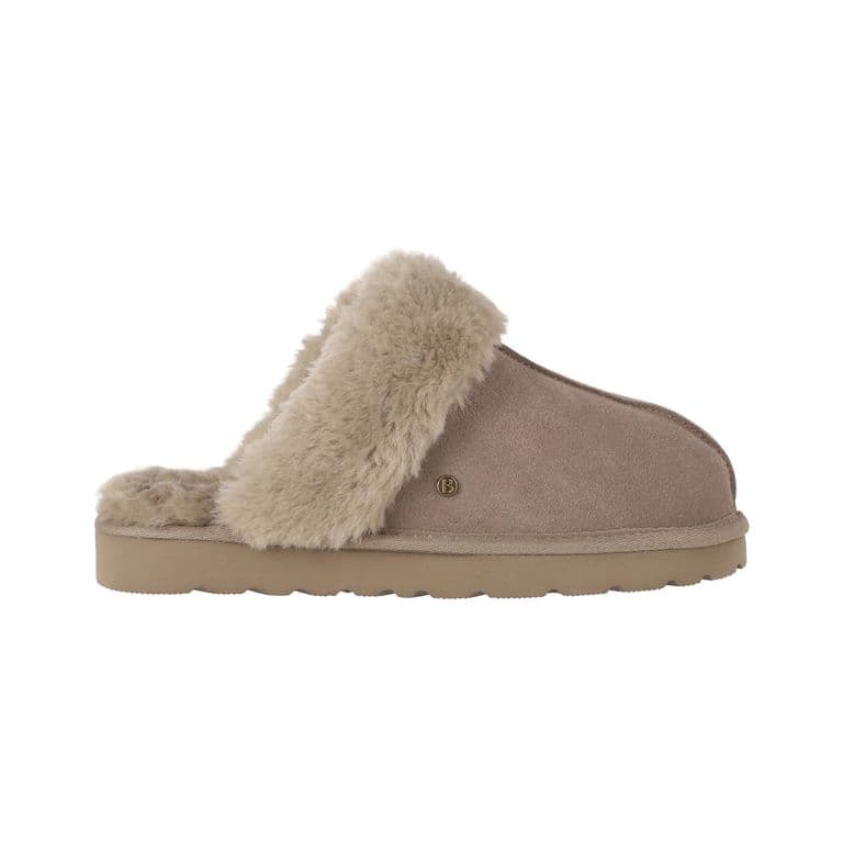Pantuflas Mujer Cuero Fur Ii Taupe Beige 35