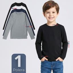 Polera Camiseta Polar Primera Capa Cuello Redondo Manga Larga Colores Surtido Nino Multicolor 5-6 ANOS